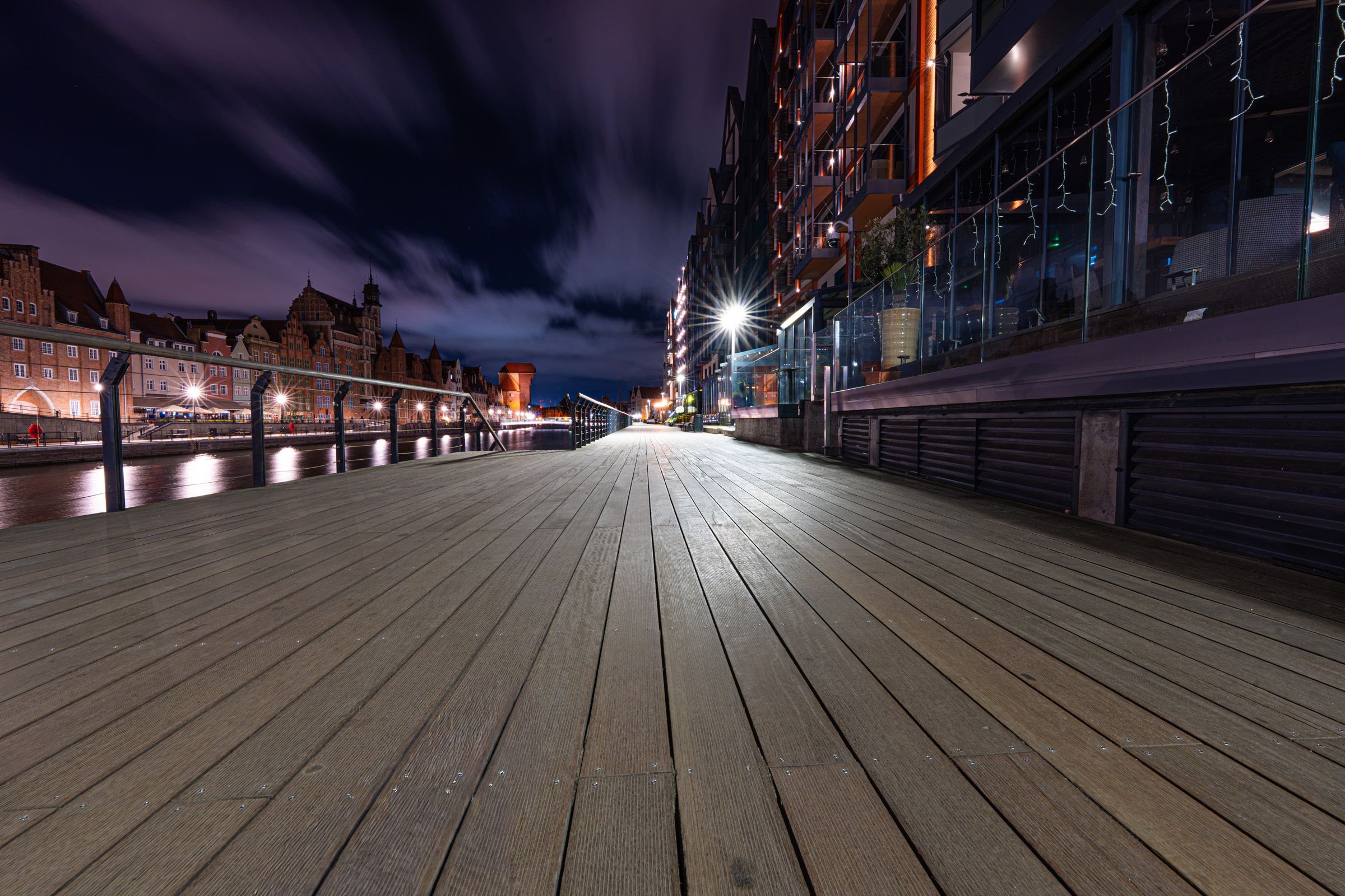 Nachtfotografie - Danzig Altstadt alter Hafen